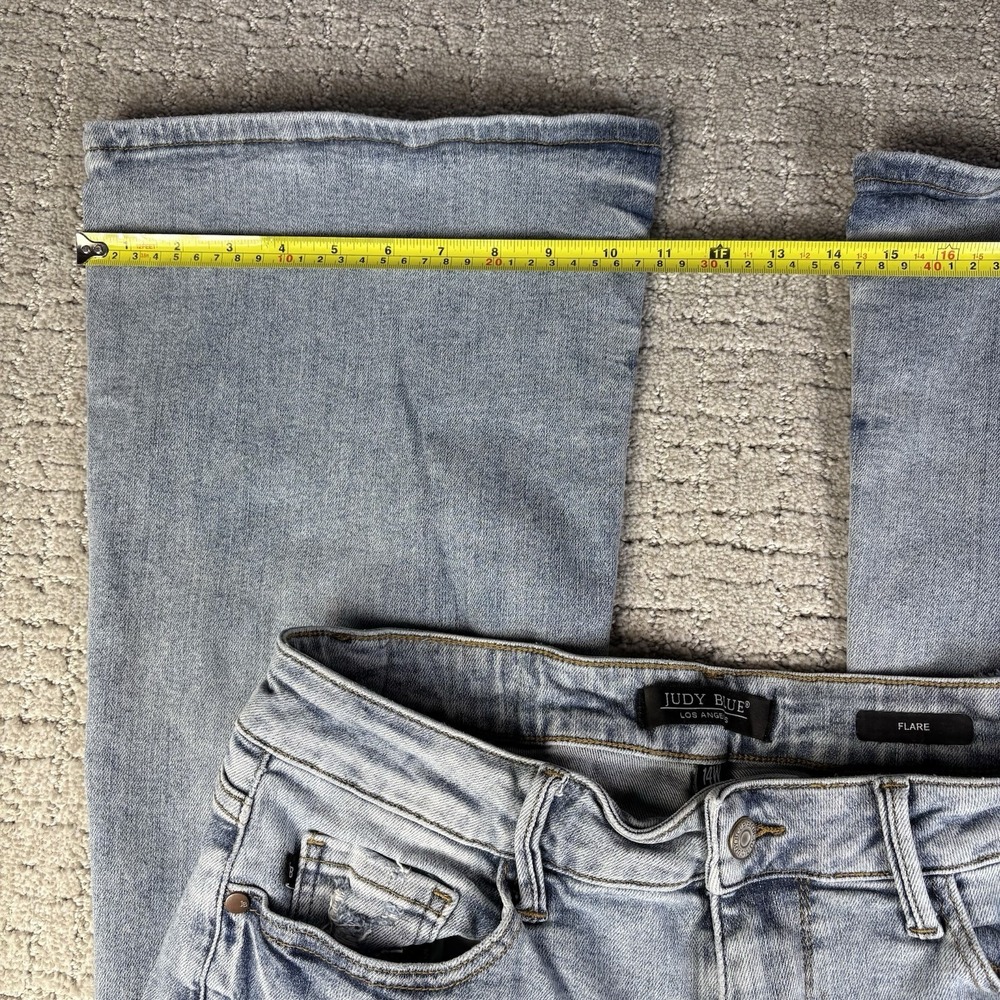 Judy Blue Flare Leg Jeans Women's Size 14W Light Wash Denim Cotton Stretch - Picture 6 of 11